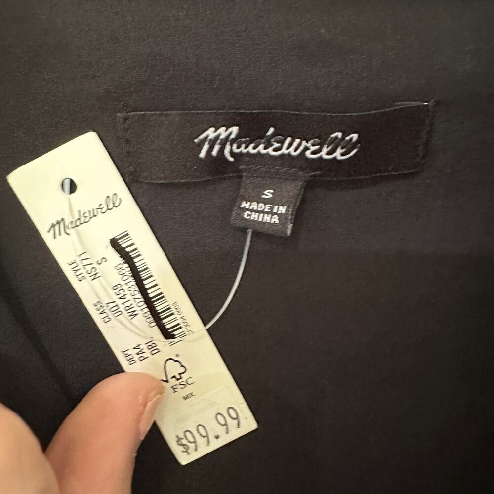 S Madewell Black Belted Button Up Dress NWT - Picture 3 of 4